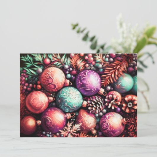 Hard Pastel Zeichne Weihnachtsmotive Lila Peach Karte (Stehend Vorderseite)