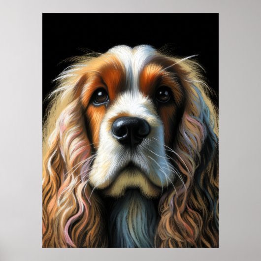 Hard Pastel Zeichnend Cocker Spaniel Poster (Vorne)