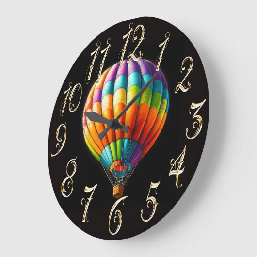 Hard Pastel Zeichnend Heißluftballon Große Wanduhr (Winkel)