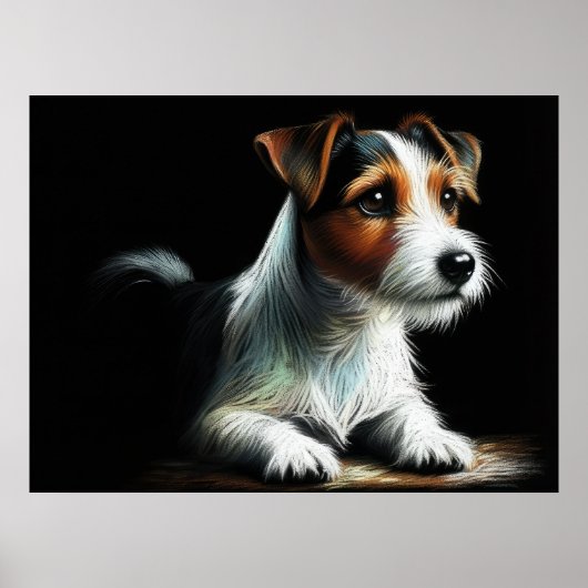 Hard Pastel Zeichnend Jack Russell Terrier Poster (Vorne)