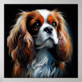 Hard Pastel Zeichnend König Charles Cavalier Spani Poster (Vorne)