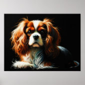 Hard Pastel Zeichnend König Charles Cavalier Spani Poster (Vorne)