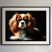 Hard Pastel Zeichnend König Charles Cavalier Spani Poster
