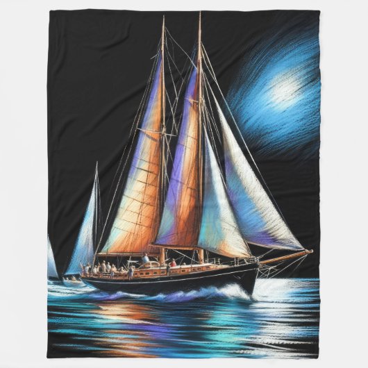 Hard Pastel Zeichnend Sailboat Fleecedecke (Vorderseite)