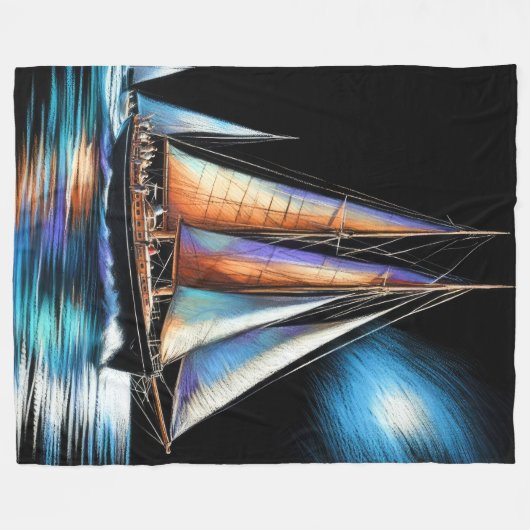 Hard Pastel Zeichnend Sailboat Fleecedecke (Vorderseite (Horizontal))