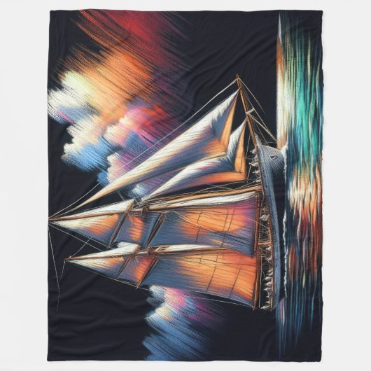 Hard Pastel Zeichnend Sailboat Fleecedecke (Vorderseite)