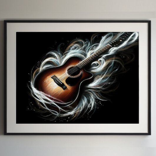 Hard Pastel Zeichnend Stag Acoustic Gitarre Poster