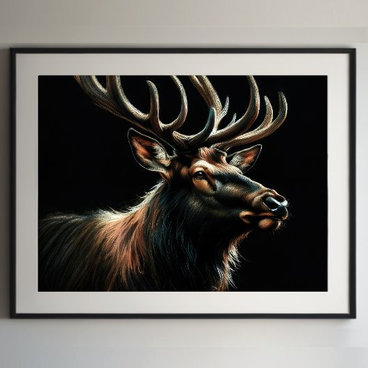 Hard Pastel Zeichnend Stag Elk Poster
