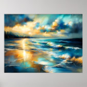 Hard Pastel Zeichnend Waves an einem Strand V Poster (Vorne)