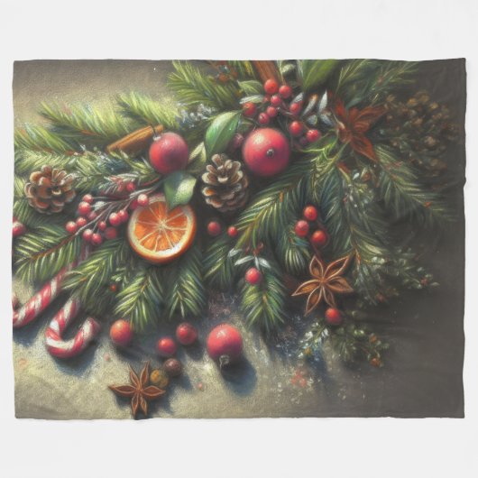 Hard Pastel Zeichnend Weihnachtsgrün Fleecedecke (Vorderseite (Horizontal))