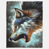 Hard Pastel Zeichnend Wolf Howling Fleecedecke (Vorderseite)