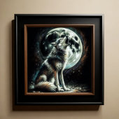 Hard Pastel Zeichnend Wolf Howling Moon Poster