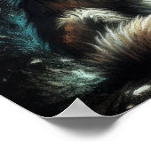 Hard Pastel Zeichnend Wolf Howling Moon Poster (Ecke)