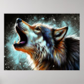 Hard Pastel Zeichnend Wolf Howling Poster (Vorne)