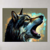 Hard Pastel Zeichnend Wolf Howling Poster (Vorne)