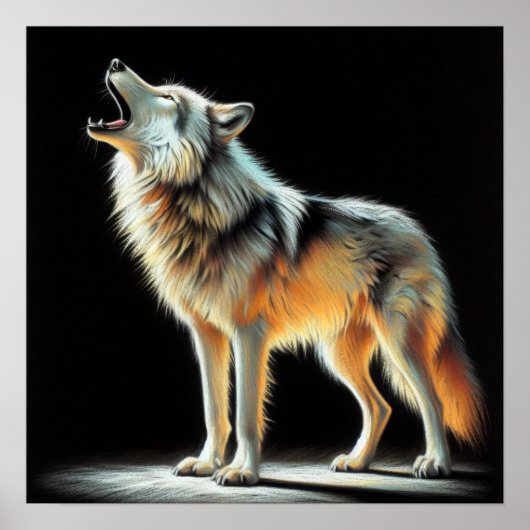 Hard Pastel Zeichnend Wolf Poster (Vorne)