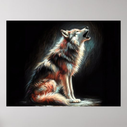 Hard Pastel Zeichnend Wolf Poster (Vorne)