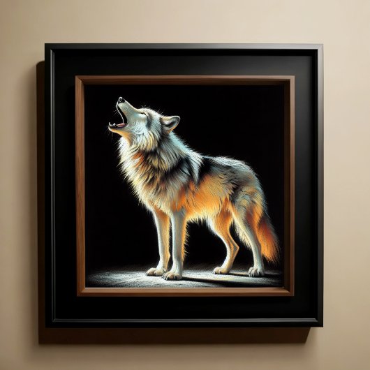 Hard Pastel Zeichnend Wolf Poster