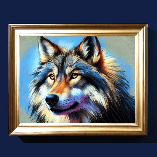 Hard Pastel Zeichnend Wolf Poster