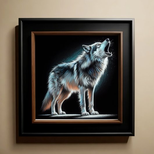 Hard Pastel Zeichnend Wolf Poster