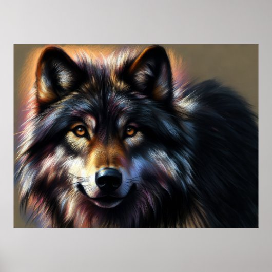 Hard Pastel Zeichnend Wolf Poster (Vorne)