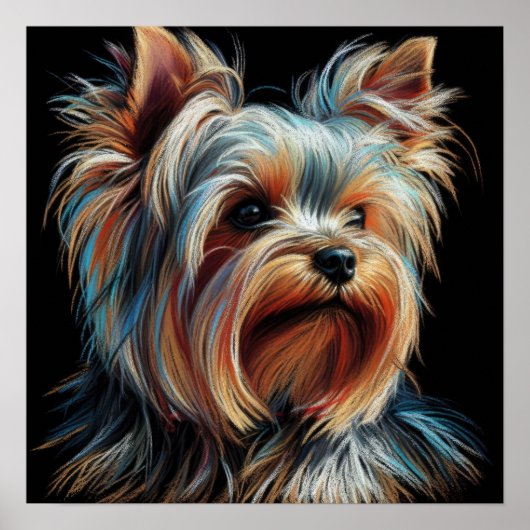 Hard Pastel Zeichnend Yorkshire Terrier Yorkie Poster (Vorne)