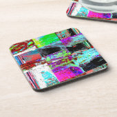 Hard Plastic Coaster – Abstract Grid Getränkeuntersetzer (Linke Seite)