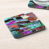 Hard Plastic Coaster – Neon Pulse Getränkeuntersetzer (Linke Seite)