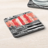 Hard Plastic Coaster – Red Pulse Abstract Design Getränkeuntersetzer (Linke Seite)