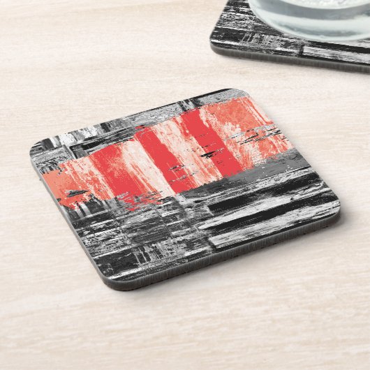 Hard Plastic Coaster – Red Pulse Abstract Design Getränkeuntersetzer (Linke Seite)