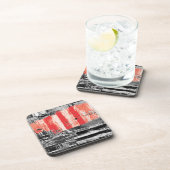 Hard Plastic Coaster – Red Pulse Abstract Design Getränkeuntersetzer (Rechte Seite)