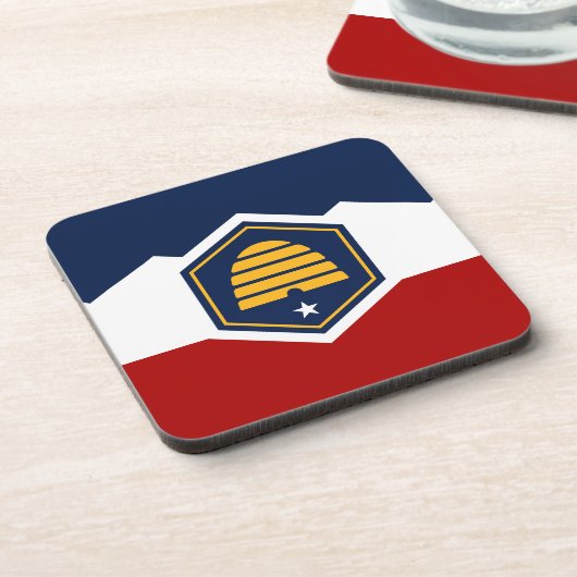Hard plastic coaster with flag of Utah, USA Getränkeuntersetzer (Linke Seite)