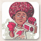 Hard Plastic Coaster – YOUTH Power Afro & Boombox Getränkeuntersetzer (Vorderseite)