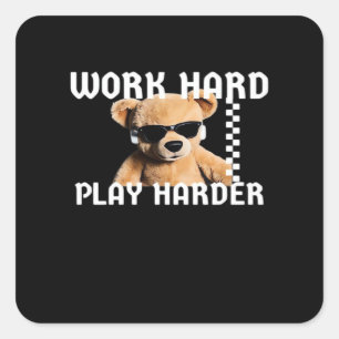 Hard Play - Teddy Bären Classic Quadratischer Aufkleber