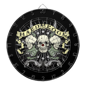 Hard Rock and Roll Skulls Gitarren Dartboard Dartscheibe