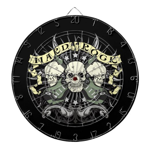 Hard Rock and Roll Skulls Gitarren Dartboard Dartscheibe (vorne)