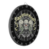 Hard Rock and Roll Skulls Gitarren Dartboard Dartscheibe (Vorderseite Links)