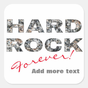 Hard Rock Granit Text Quadratischer Aufkleber