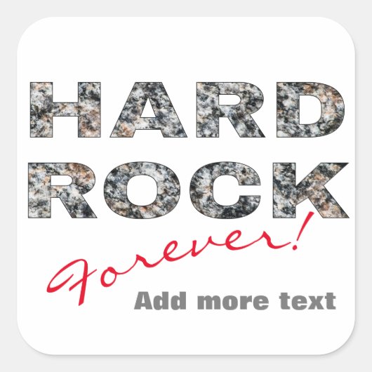 Hard Rock Granit Text Quadratischer Aufkleber (Vorderseite)