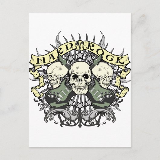 Hard Rock Skull und Gitarren Postkarte (Vorderseite)