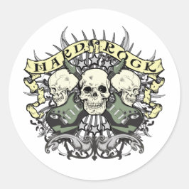 Hard Rock Skull und Gitarren Runder Aufkleber