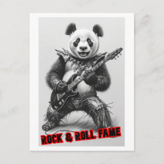 Hard Rocker Panda spielt E-Gitarre auf Feiertagspostkarte