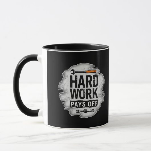 Hard Work Pays Off Grunge Worker Design Tasse (Links)