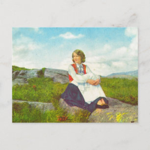 Hardanger-Kostüm, Norwegisches Vintage-Bild, Postkarte