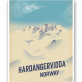 Hardangervidda Norwegen Urlaubsposter. Aufkleber (Vorderseite)