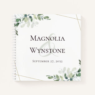 HARDBACK Hochzeits-Eukalyptus-Grün-Gästebuch Notizblock
