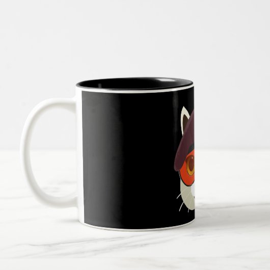 Hardcore 82. Im Flugzeug Kitty Kat! Zweifarbige Tasse (Links)