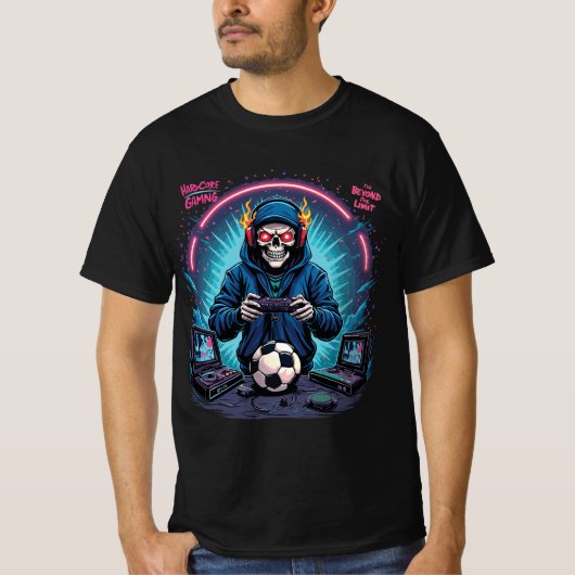 Hardcore Beyond Limit – Retro Skull Gamer Tee (Vorderseite)