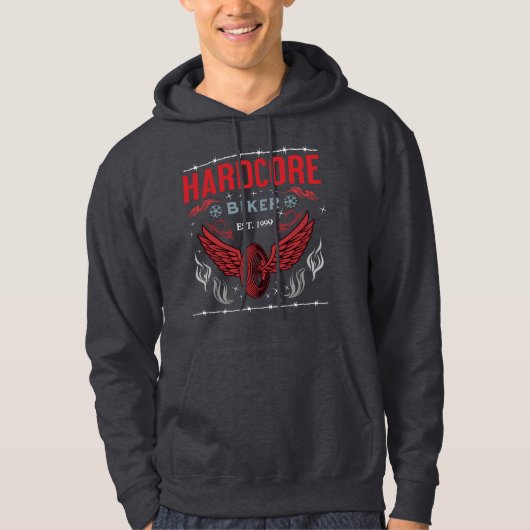 Hardcore Biker Red t-shirt Hoodie (Vorderseite)