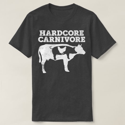 Hardcore Carnivore  Cow Pig Chicken  Funny Keto Me T-Shirt (Design vorne)